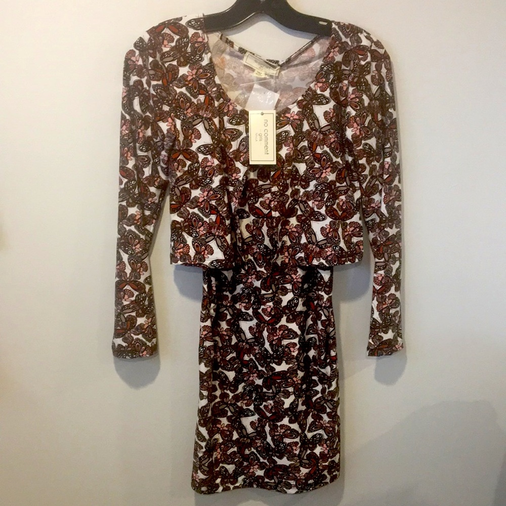 NO COMMENT Girls 2 Pc Butterfly Pattern Spaghetti Strap Dress w/ Bolero Size XL